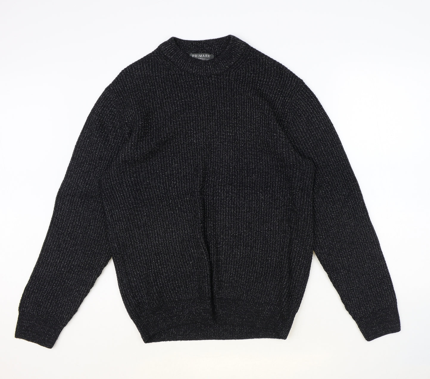 Primark Mens Black Round Neck Acrylic Pullover Jumper Size S