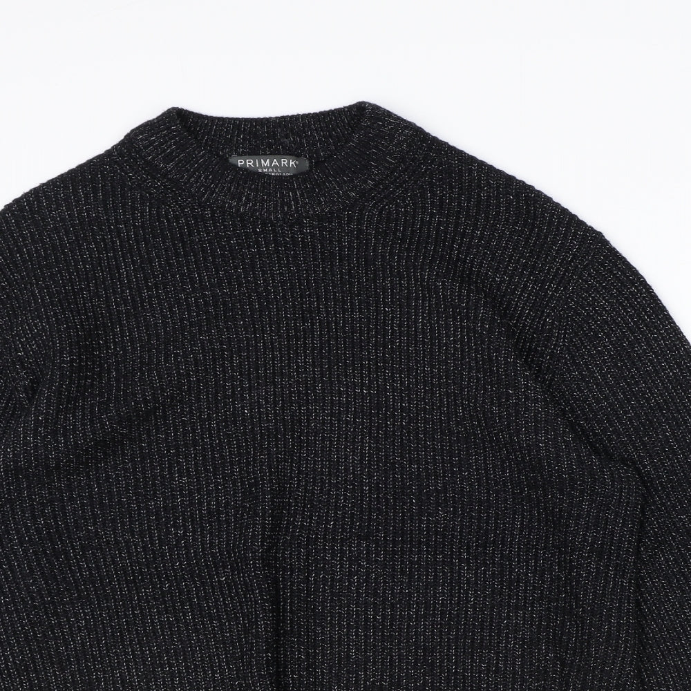 Primark Mens Black Round Neck Acrylic Pullover Jumper Size S