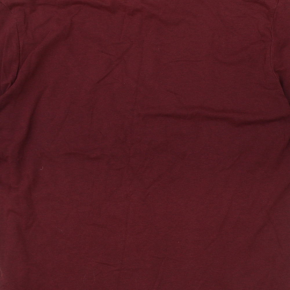 F&F Mens Red Cotton T-Shirt Size M Round Neck