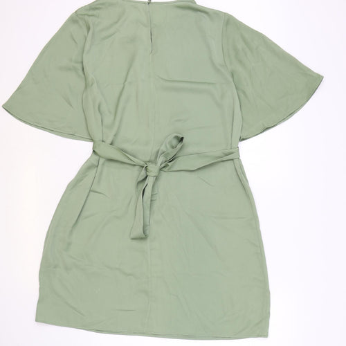 H&M Womens Green Polyester A-Line Size L Boat Neck Button