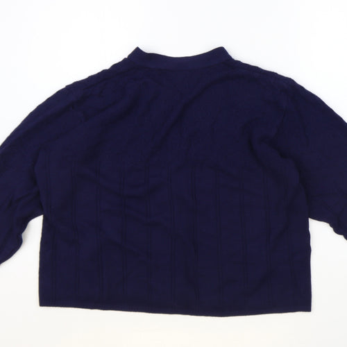 Capers Womens Blue V-Neck Acrylic Cardigan Jumper Size M