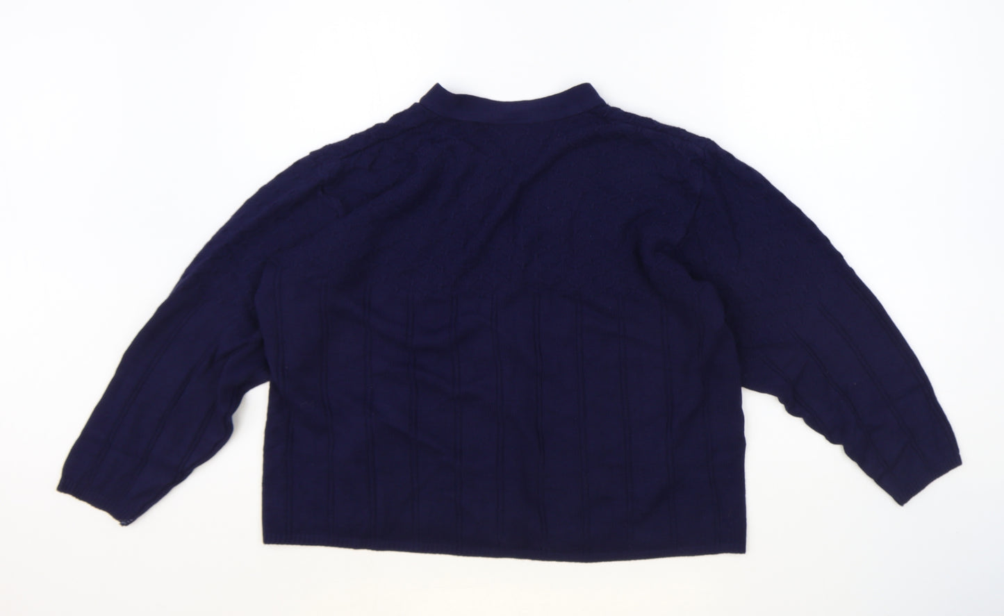 Capers Womens Blue V-Neck Acrylic Cardigan Jumper Size M