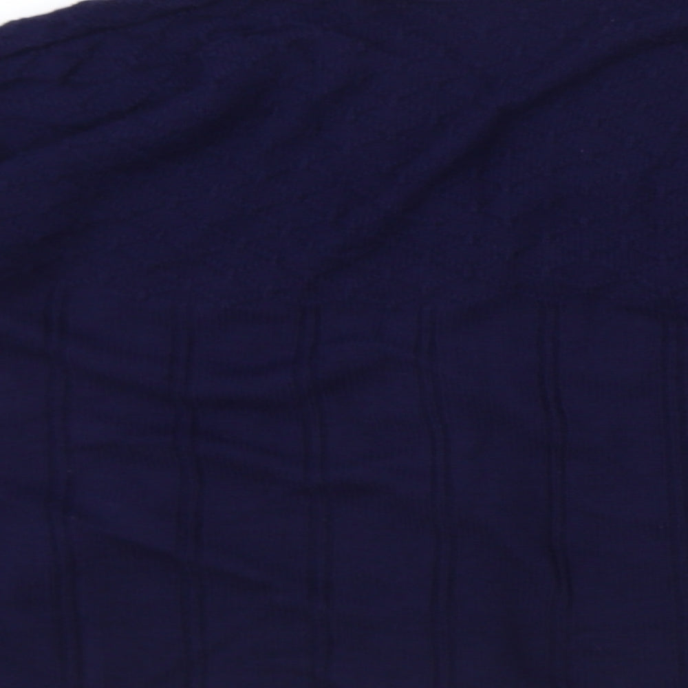 Capers Womens Blue V-Neck Acrylic Cardigan Jumper Size M