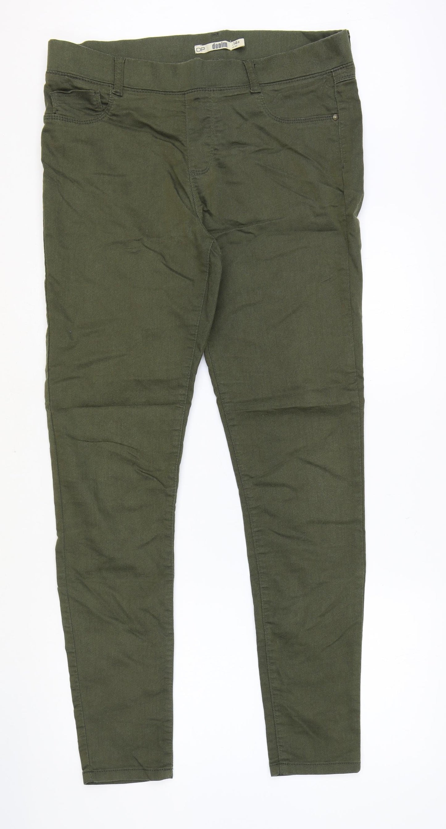Dorothy Perkins Womens Green Cotton Skinny Jeans Size 14 Regular