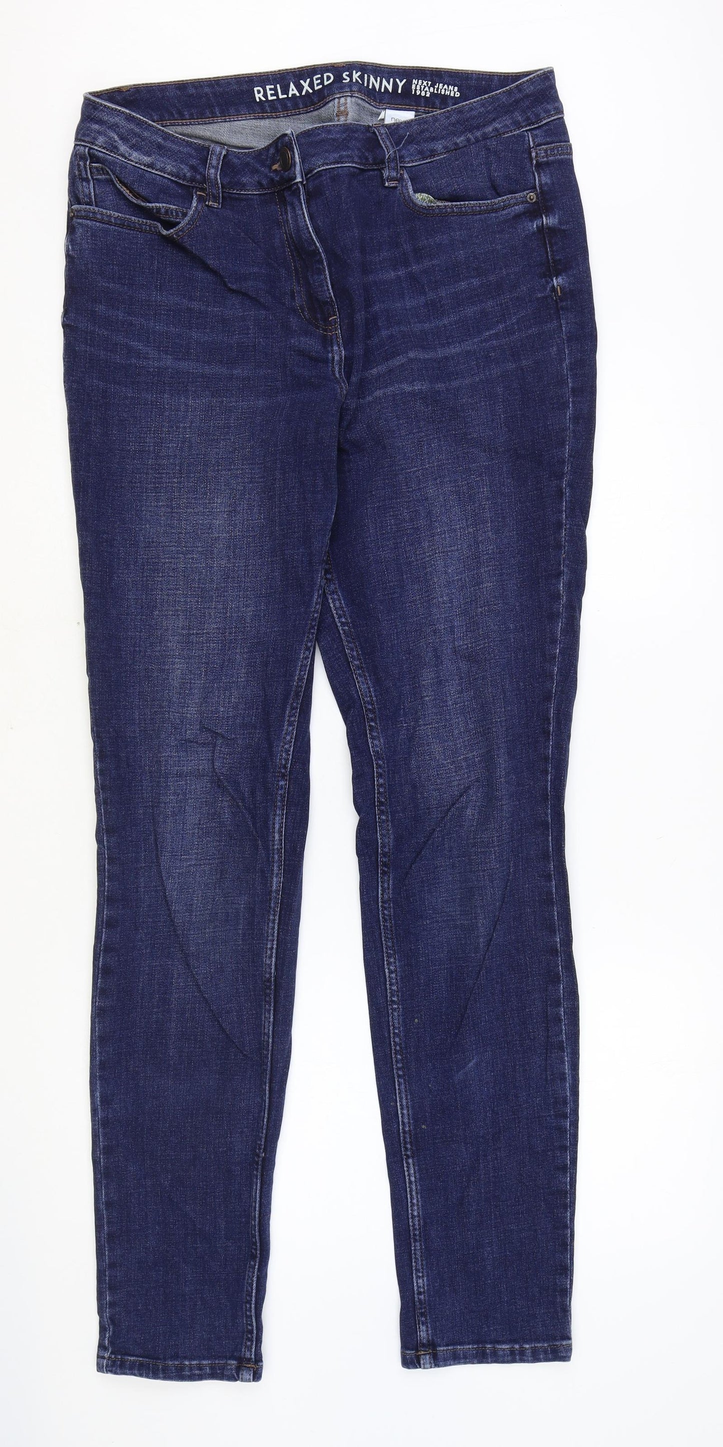 NEXT Womens Blue Cotton Skinny Jeans Size 12 Regular Zip