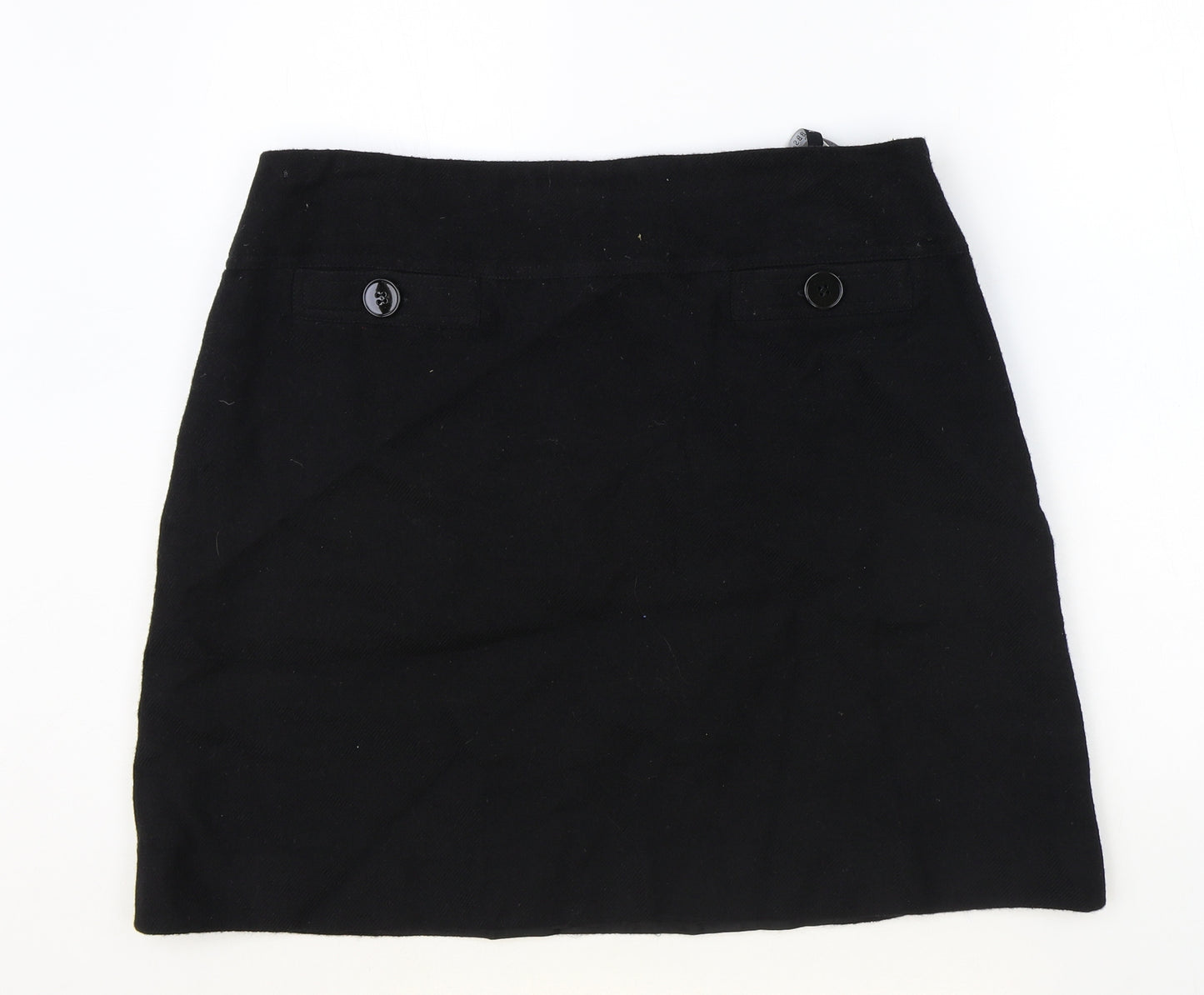Hobbs Womens Black Wool Mini Skirt Size 16 Zip