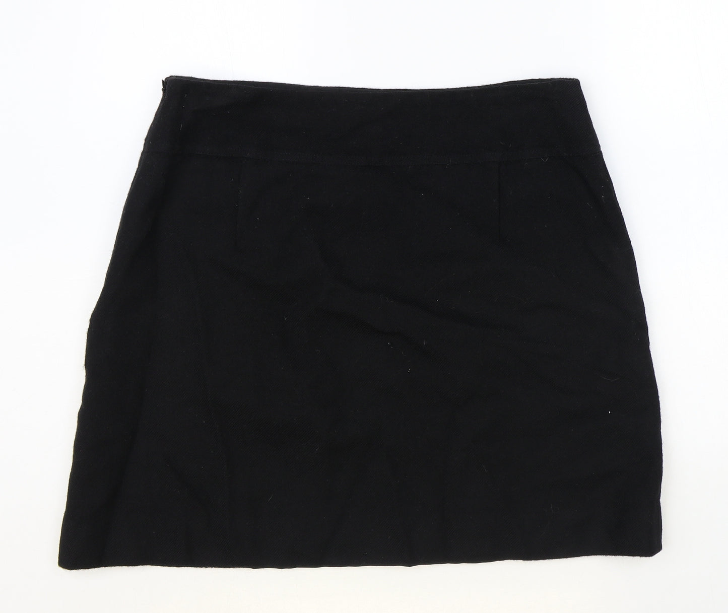 Hobbs Womens Black Wool Mini Skirt Size 16 Zip