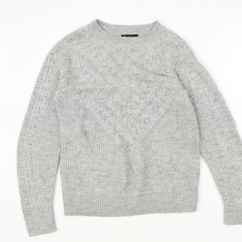 F&F Womens Grey Round Neck Polyester Pullover Jumper Size 6