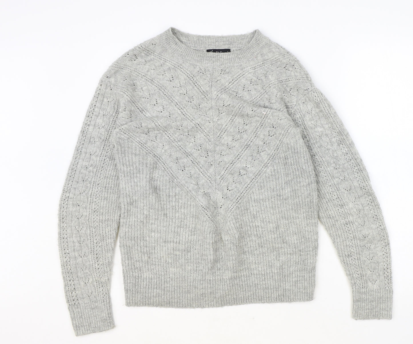 F&F Womens Grey Round Neck Polyester Pullover Jumper Size 6