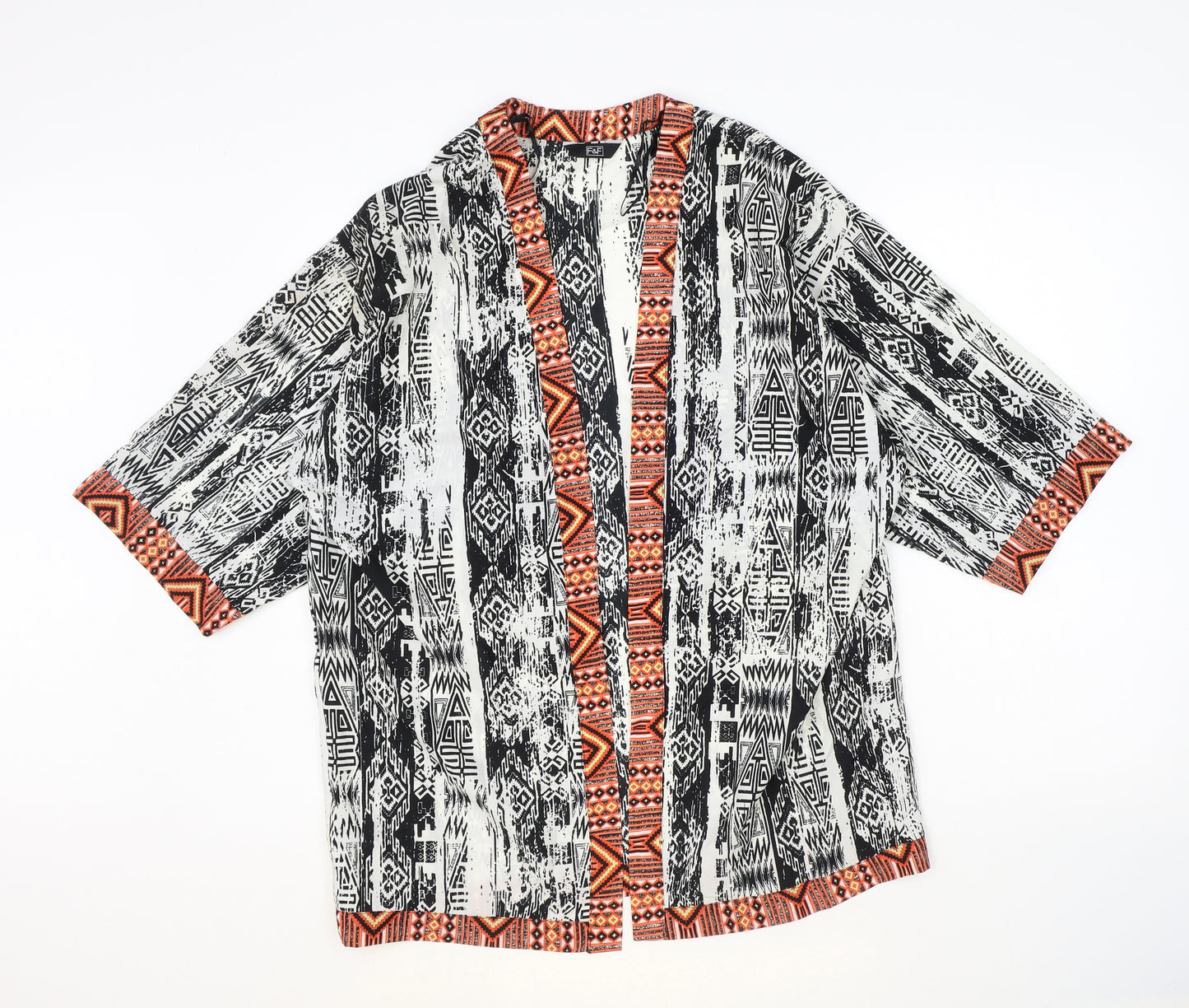 F&F Womens Multicoloured Geometric Polyester Kimono Blouse Size 14 V-Neck