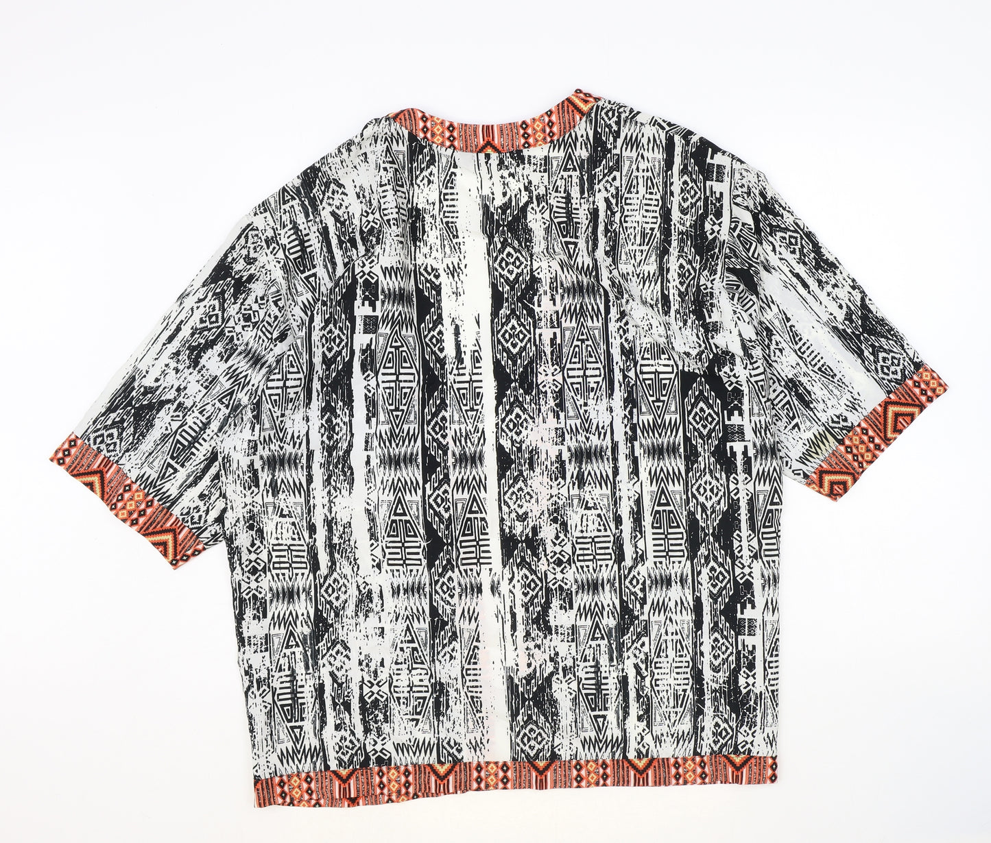 F&F Womens Multicoloured Geometric Polyester Kimono Blouse Size 14 V-Neck