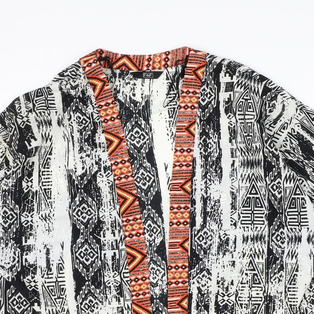 F&F Womens Multicoloured Geometric Polyester Kimono Blouse Size 14 V-Neck