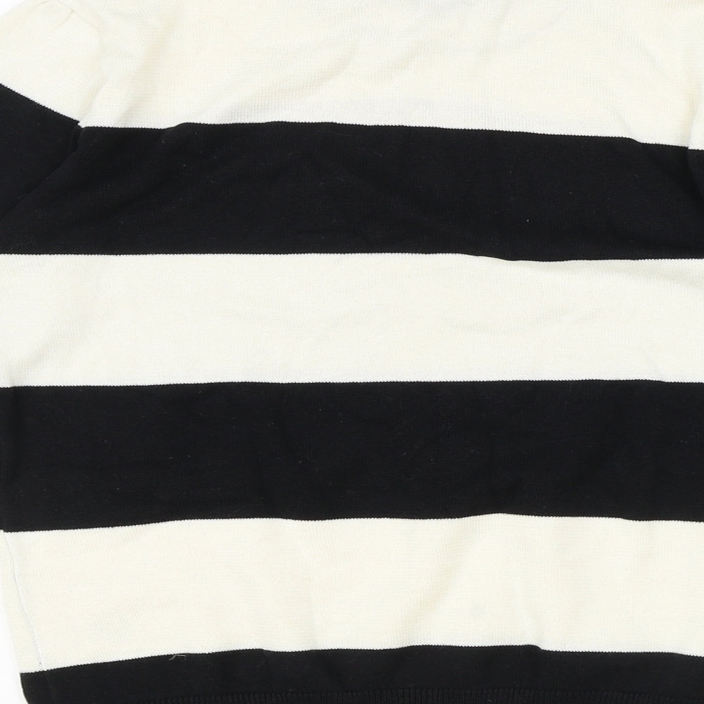 Komodo Womens Black Round Neck Striped 100% Cotton Pullover Jumper Size 10