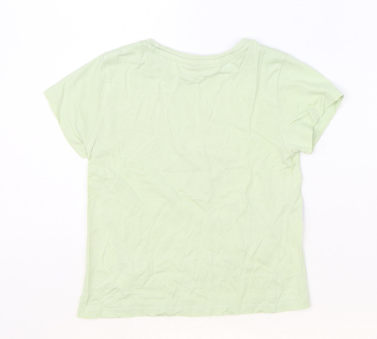H&M Girls Green 100% Cotton Basic T-Shirt Size 2-3 Years Round Neck Pullover - Size 2/4