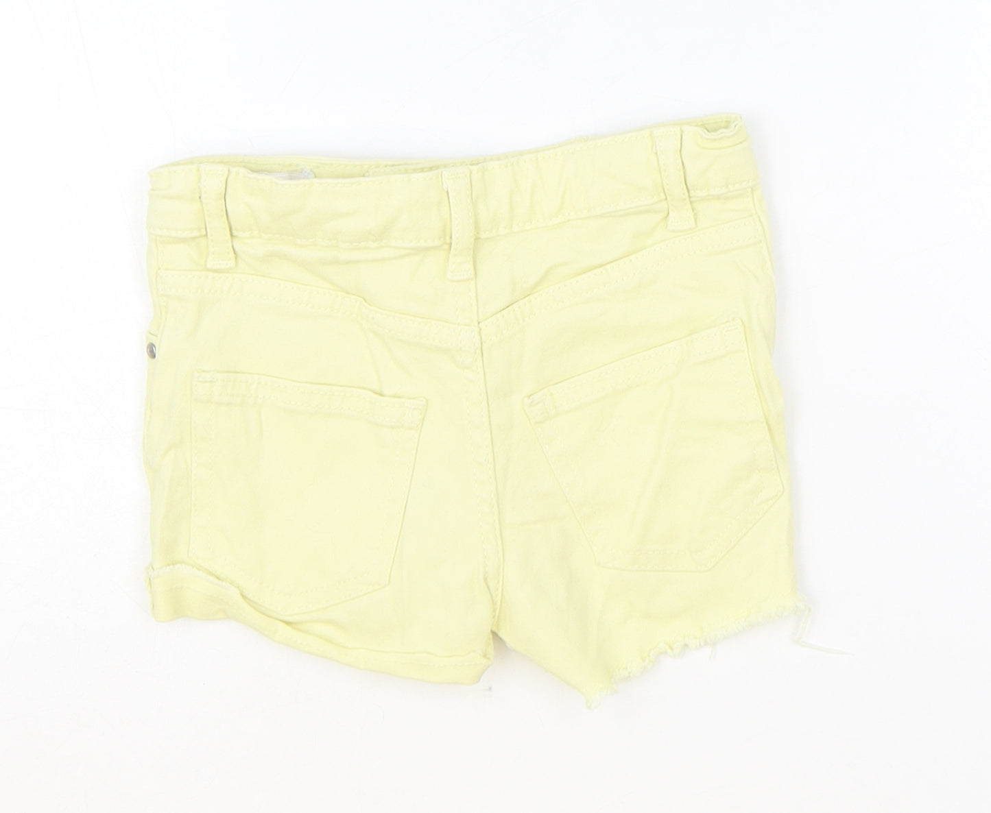 Denim & Co. Girls Yellow Cotton Hot Pants Shorts Size 4-5 Years Regular Zip