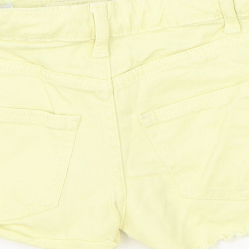 Denim & Co. Girls Yellow Cotton Hot Pants Shorts Size 4-5 Years Regular Zip