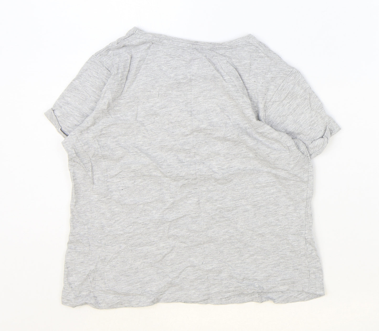 Primark Girls Grey Cotton Basic T-Shirt Size 9-10 Years Round Neck Pullover - Dolphin