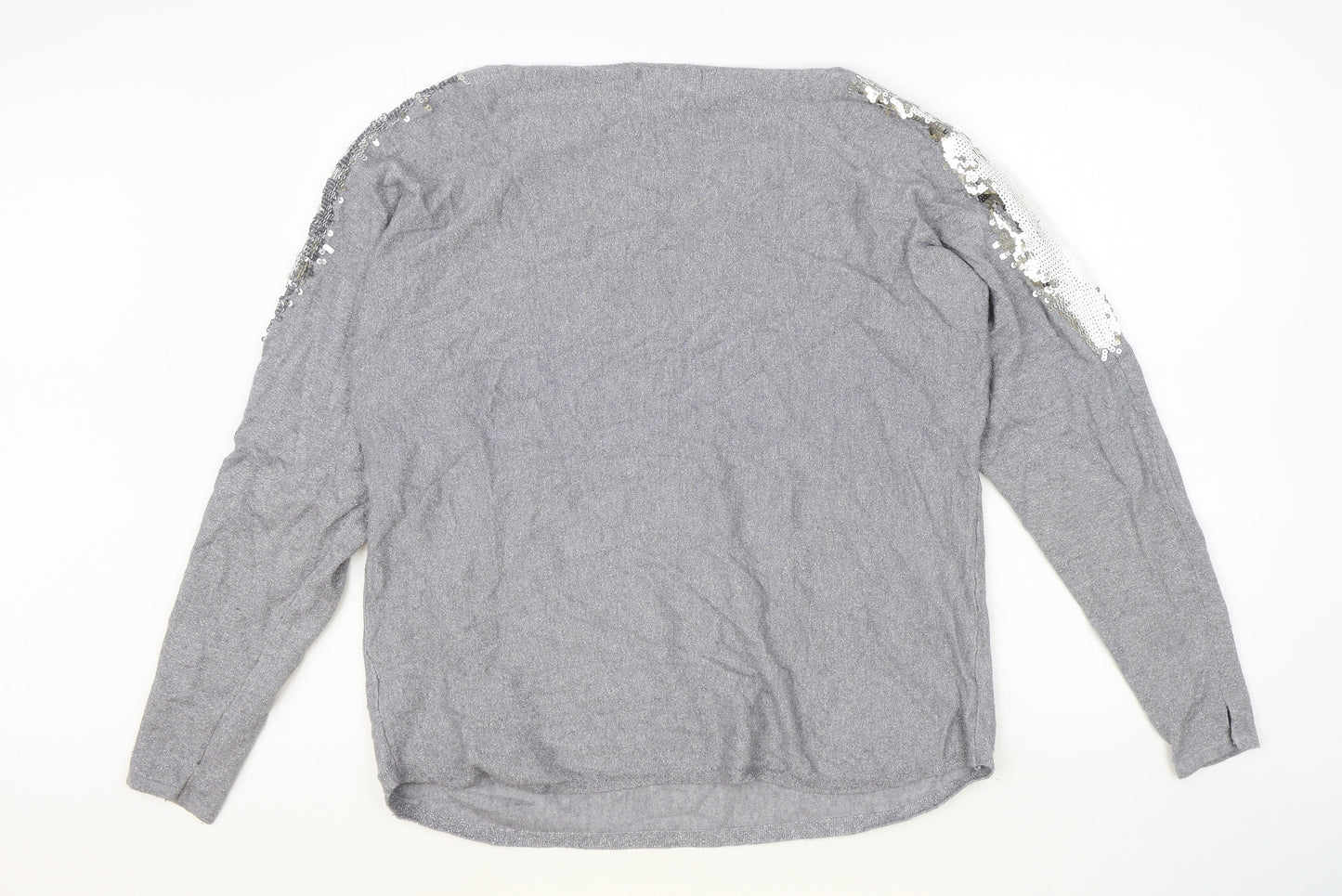 Lilah Rose Womens Grey Round Neck Polyester Pullover Jumper One Size