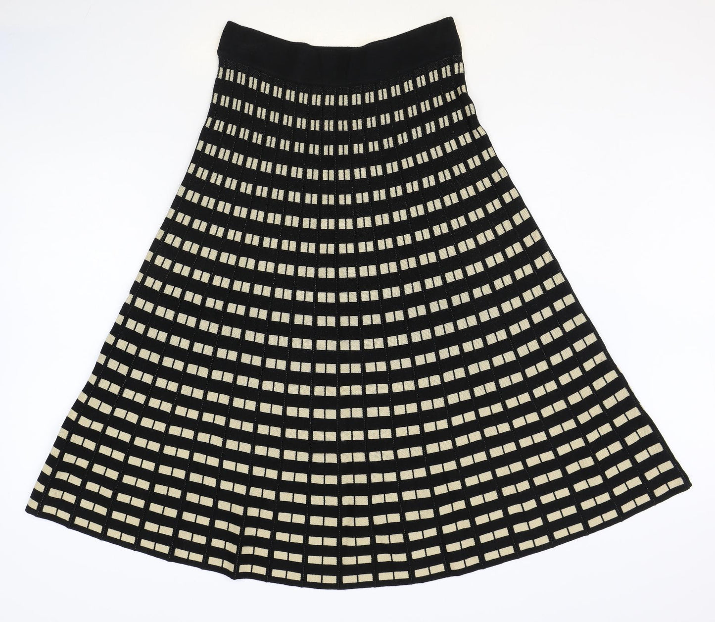 F&F Womens Black Geometric Cotton Swing Skirt Size 12