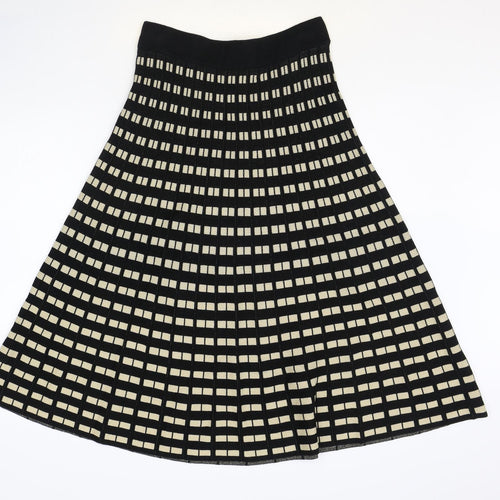 F&F Womens Black Geometric Cotton Swing Skirt Size 12