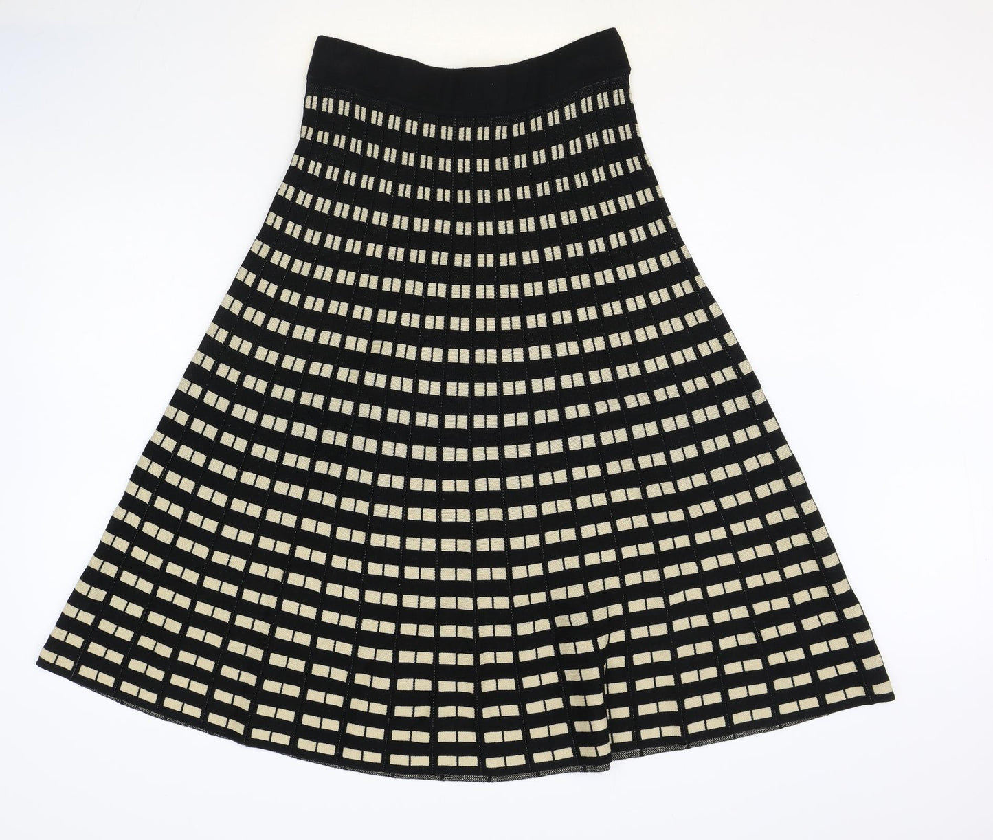 F&F Womens Black Geometric Cotton Swing Skirt Size 12