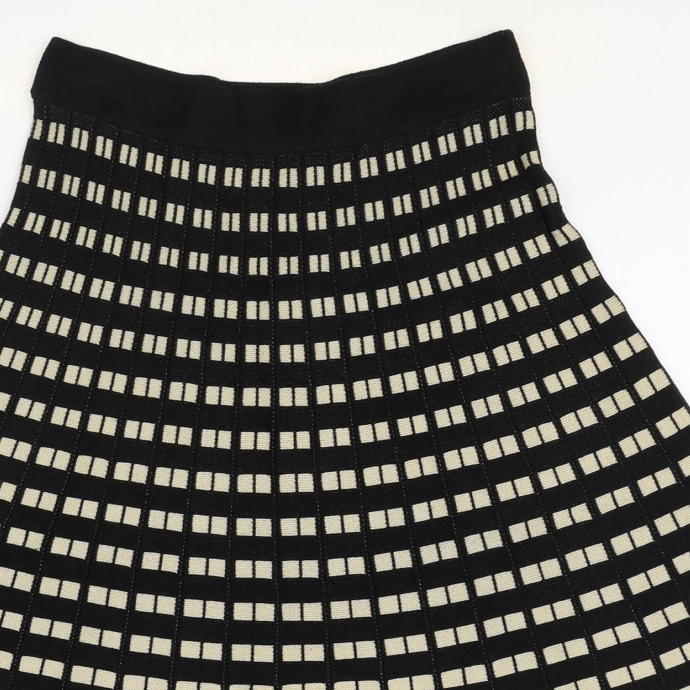 F&F Womens Black Geometric Cotton Swing Skirt Size 12