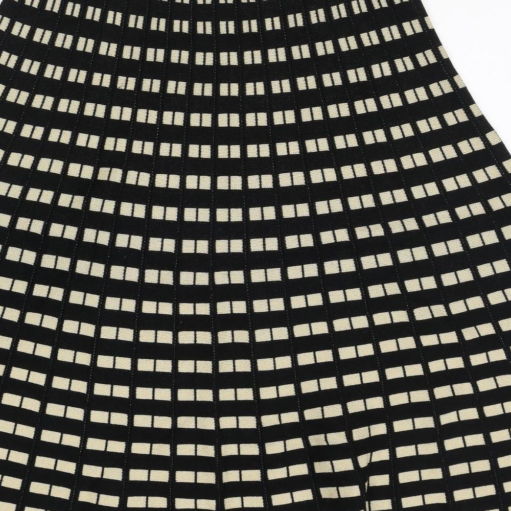 F&F Womens Black Geometric Cotton Swing Skirt Size 12