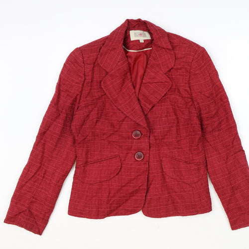 NEXT Womens Red Plaid Viscose Jacket Blazer Size 12