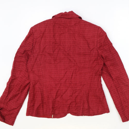 NEXT Womens Red Plaid Viscose Jacket Blazer Size 12