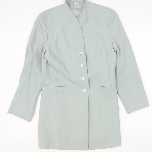 Preworn Womens Green Polyester Jacket Suit Jacket Size 10