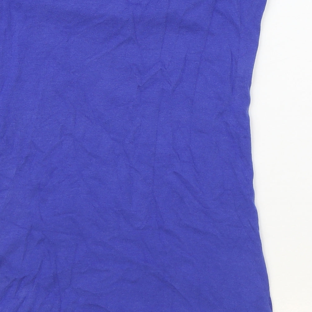 Fishbone Womens Blue Floral Cotton Basic Tank Size M Off the Shoulder - Lace Overlay