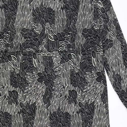 Rosa Bianca Womens Black Geometric Polyester A-Line Size XL Round Neck Pullover