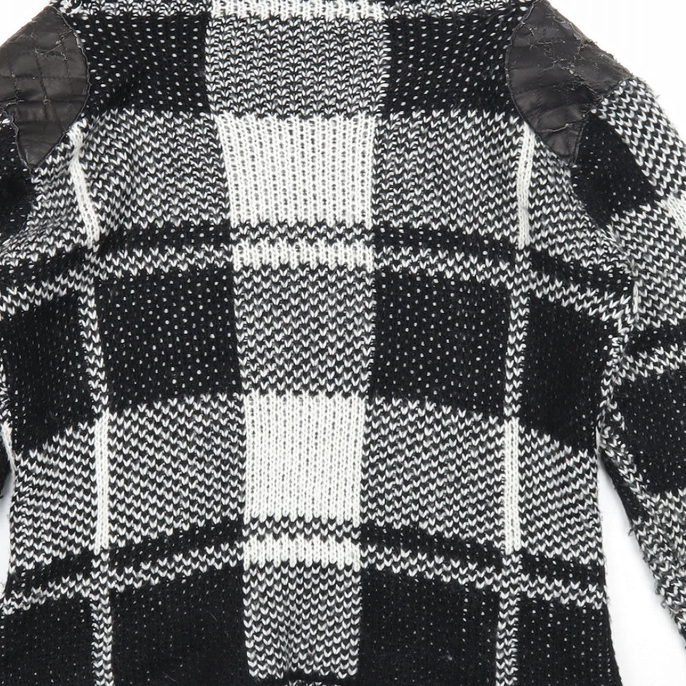 Missguided Womens Black High Neck Plaid Acrylic Cardigan Jumper Size 10