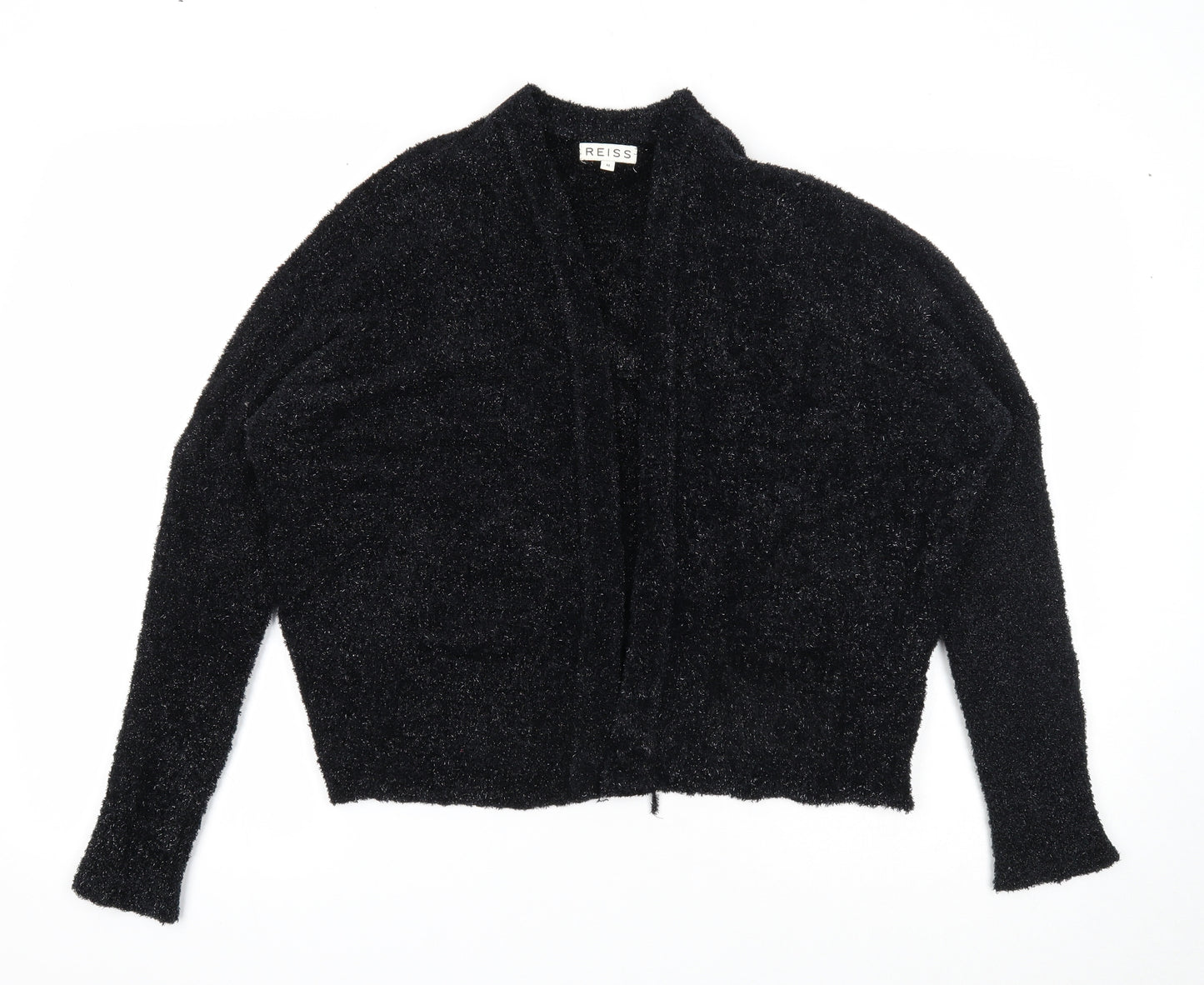 Reiss Womens Black V-Neck Nylon Cardigan Jumper Size M