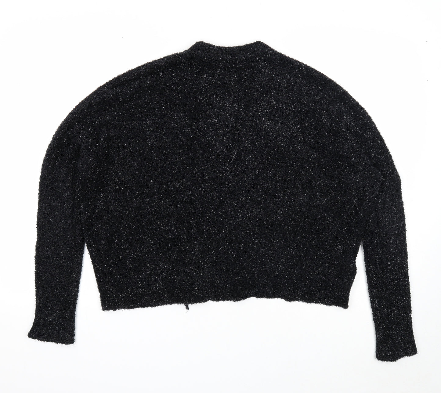 Reiss Womens Black V-Neck Nylon Cardigan Jumper Size M