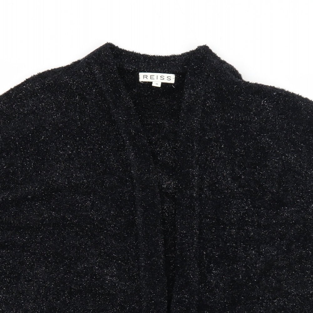 Reiss Womens Black V-Neck Nylon Cardigan Jumper Size M