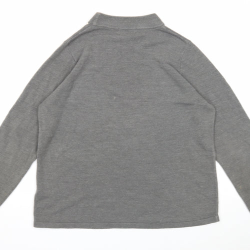 Marks and Spencer Womens Grey Mock Neck Acrylic Pullover Jumper Size 16