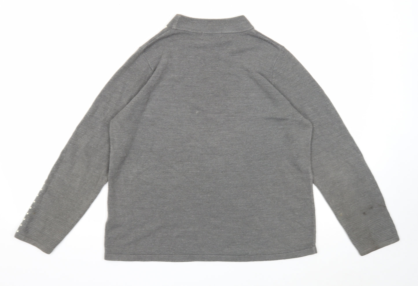 Marks and Spencer Womens Grey Mock Neck Acrylic Pullover Jumper Size 16