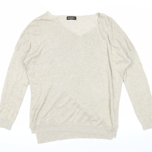 Pomodoro Womens Gold Scoop Neck Viscose Pullover Jumper Size 10
