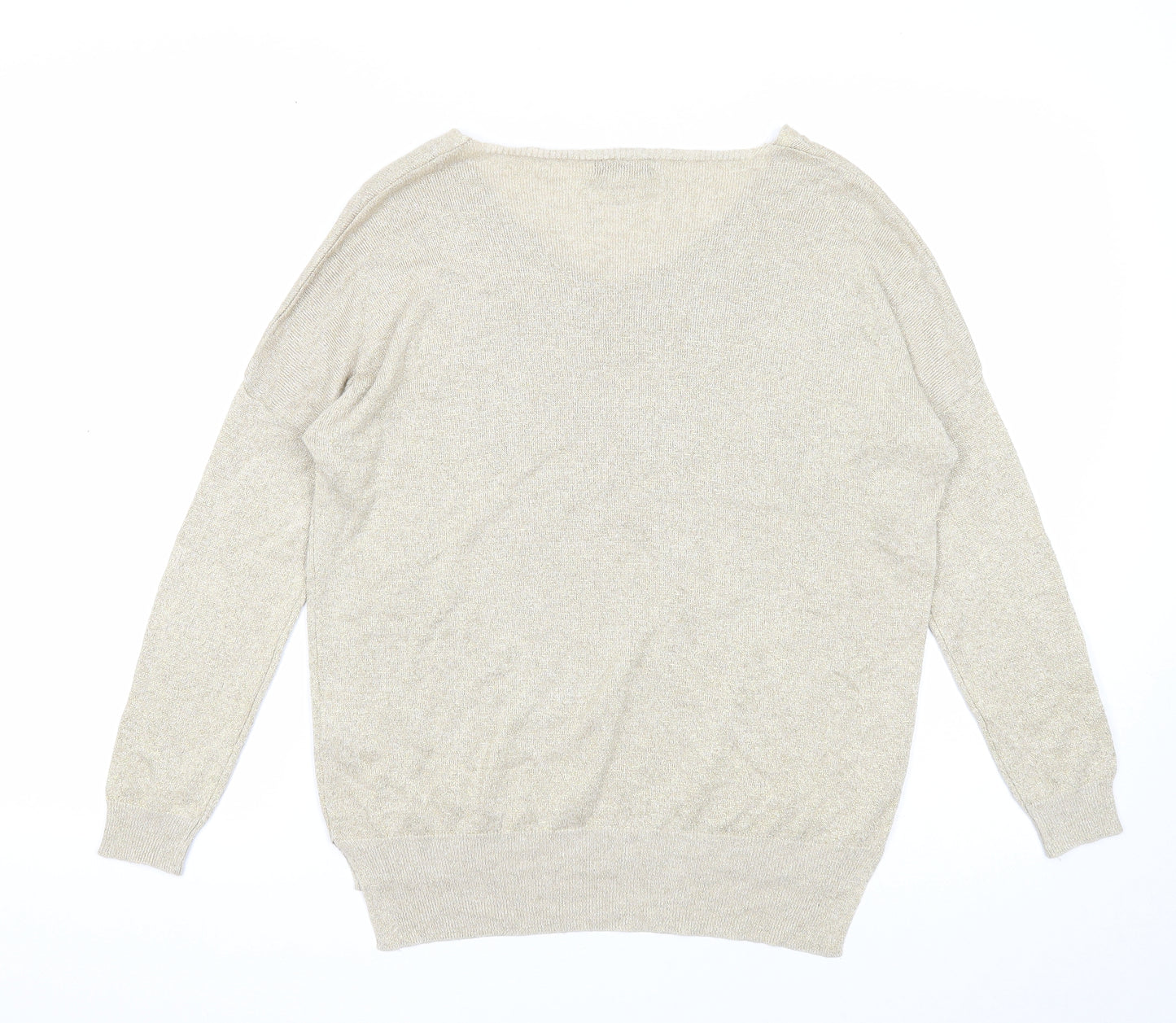 Pomodoro Womens Gold Scoop Neck Viscose Pullover Jumper Size 10