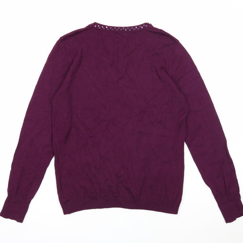 Image Womens Purple Round Neck Viscose Pullover Jumper Size S
