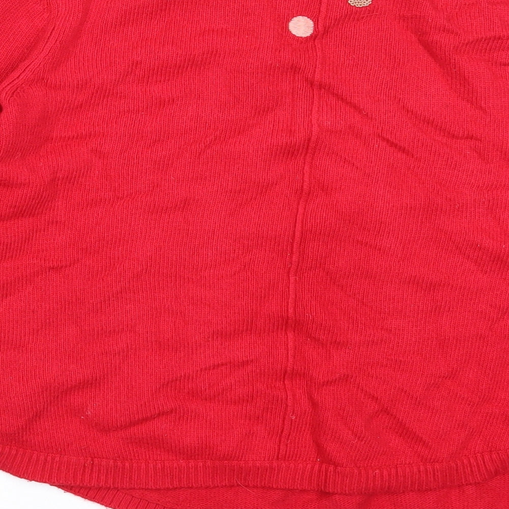 White Stuff Womens Red Round Neck Cotton Pullover Jumper Size 10 - Heart