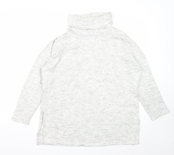 New Look Womens Grey Roll Neck Acrylic Pullover Jumper Size M