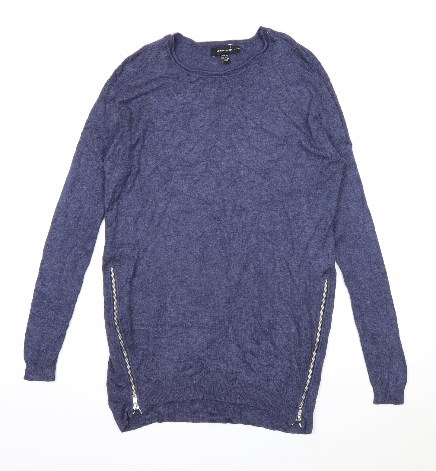Atmosphere Womens Blue Round Neck Viscose Pullover Jumper Size 6