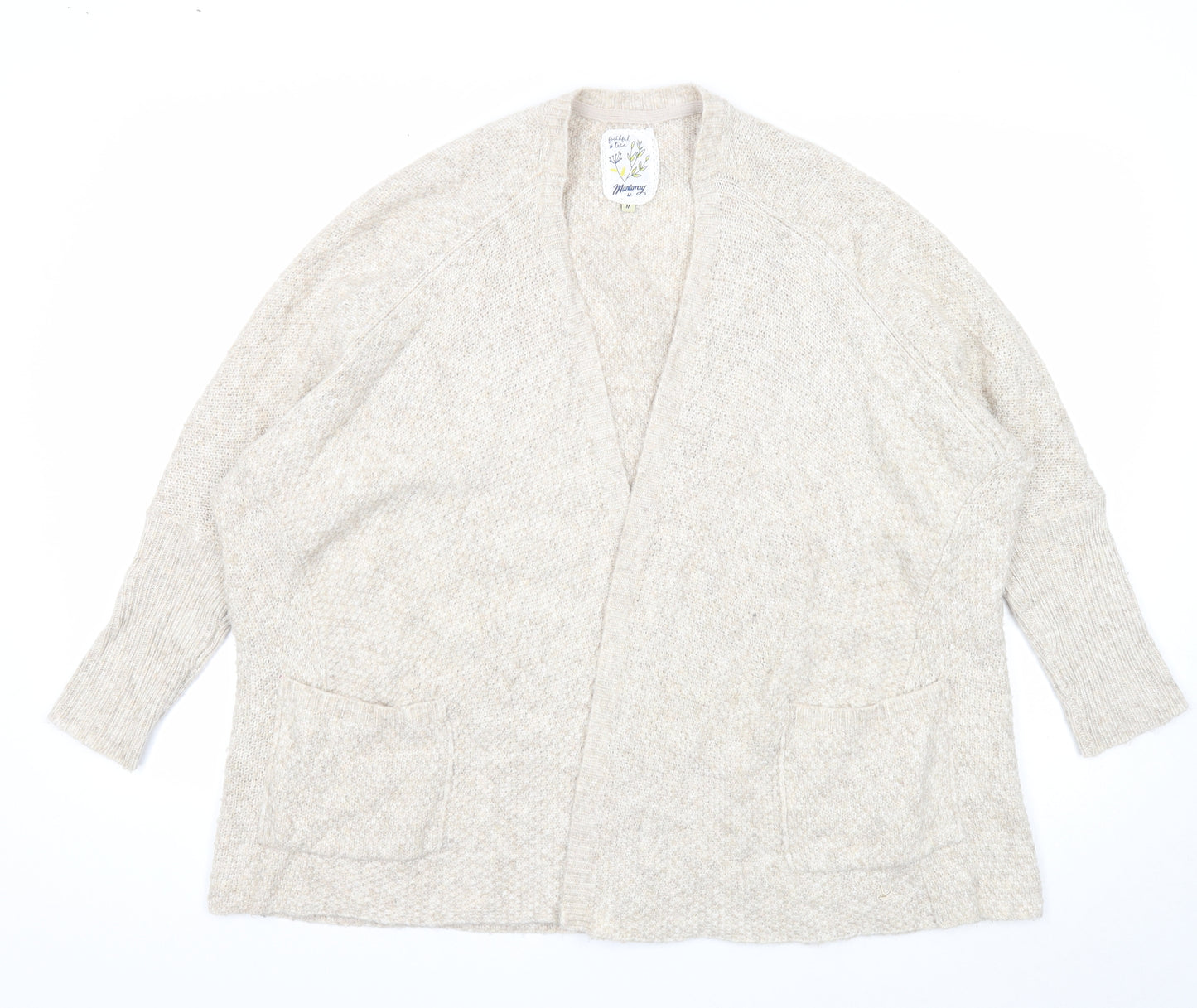 MANTARAY PRODUCTS Womens Beige V-Neck Acrylic Cardigan Jumper Size M