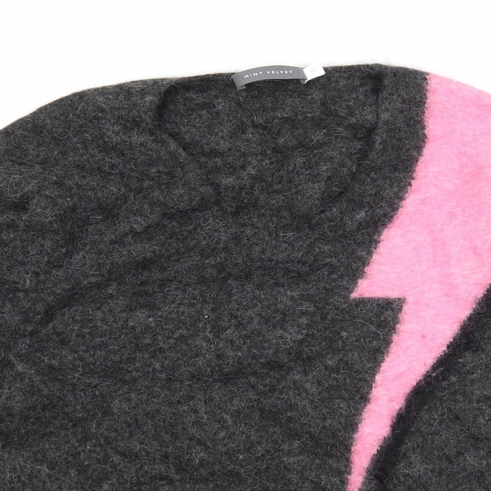 Mint Velvet Womens Grey Round Neck Wool Pullover Jumper Size M - Lightning Bolt