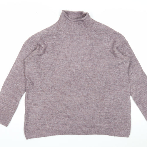 TU Womens Purple Mock Neck Acrylic Pullover Jumper Size 8