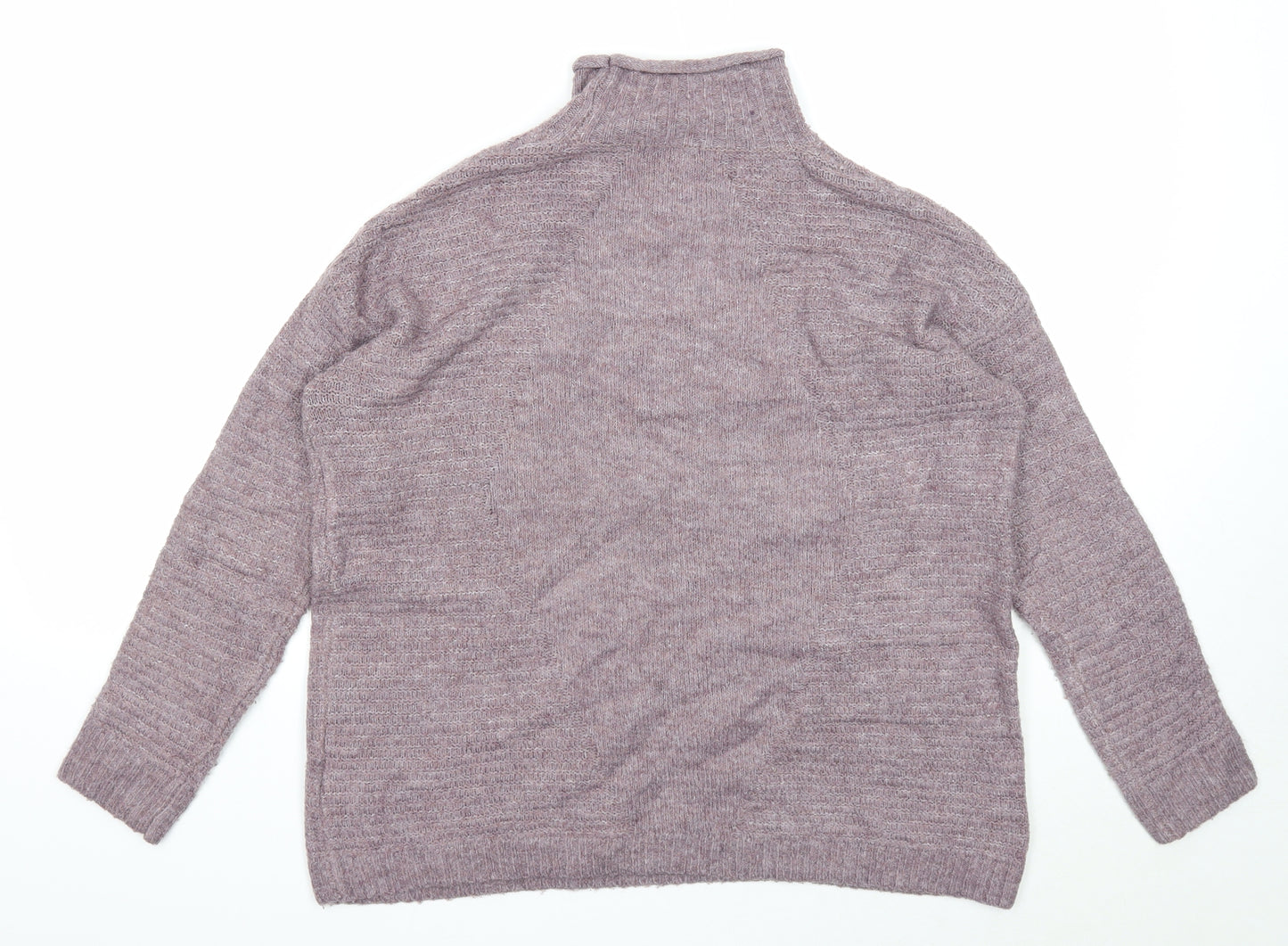 TU Womens Purple Mock Neck Acrylic Pullover Jumper Size 8