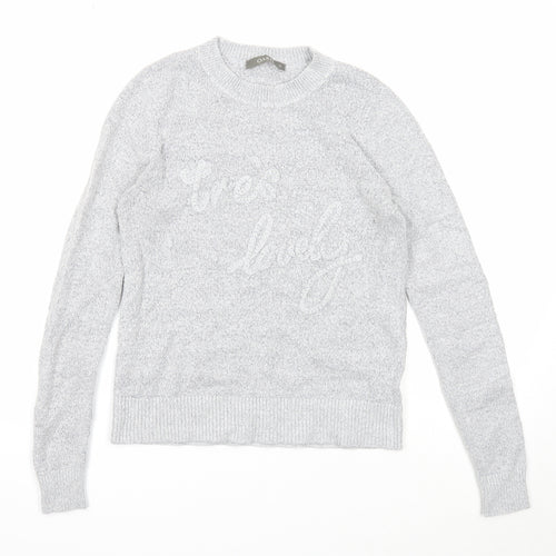 Oasis Womens Grey Round Neck Acrylic Pullover Jumper Size XS