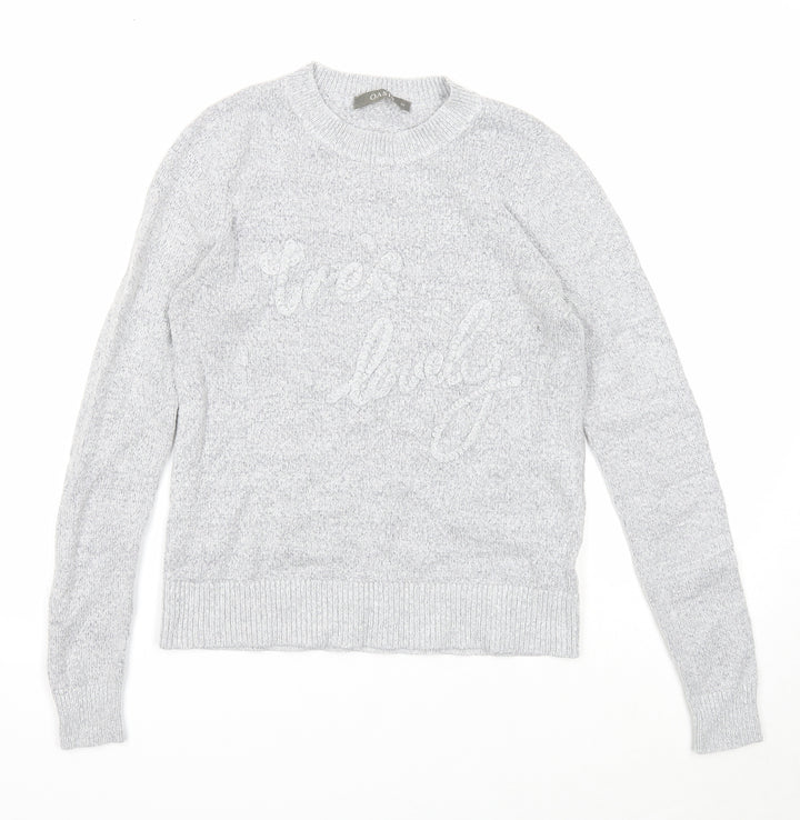 Oasis Womens Grey Round Neck Acrylic Pullover Jumper Size XS